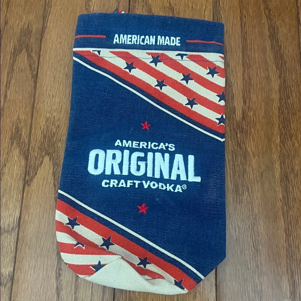 Tito's Vodka Patriotic Commemorative Canvas Embroidered Bottle Holder Bag Sleeve